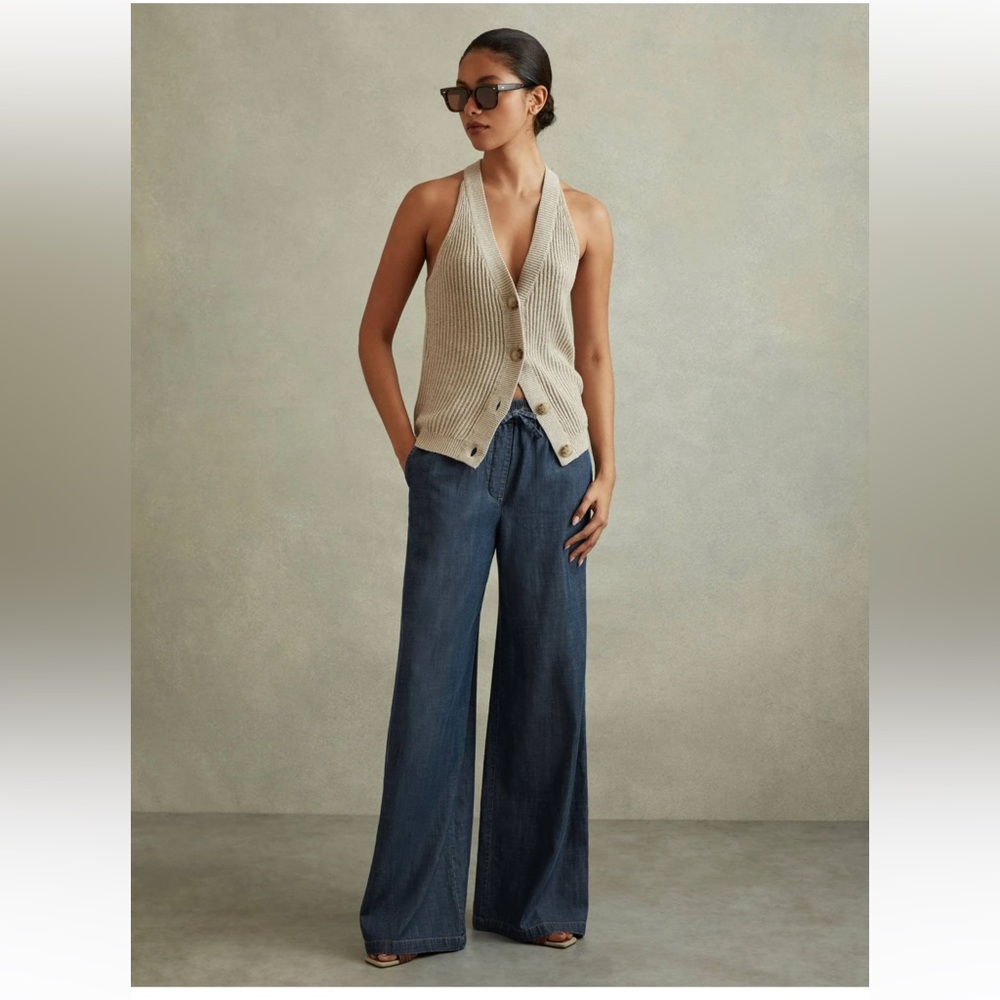 Reiss Carter Wide Leg Denim size US 4